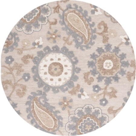 Safavieh 6 x 6 ft. Blossom Bohemian & Global Hand Tufted Round Rug; Grey & Beige BLM375F-6R
